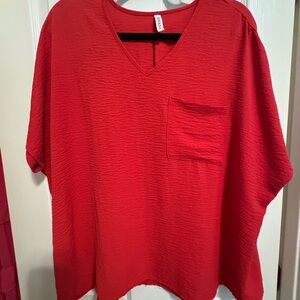 Zenana Outfitters Red V-Neck Top